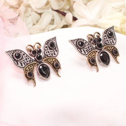BUTTERFLY DUAL - TONE WITH STONE STUD - BLACK