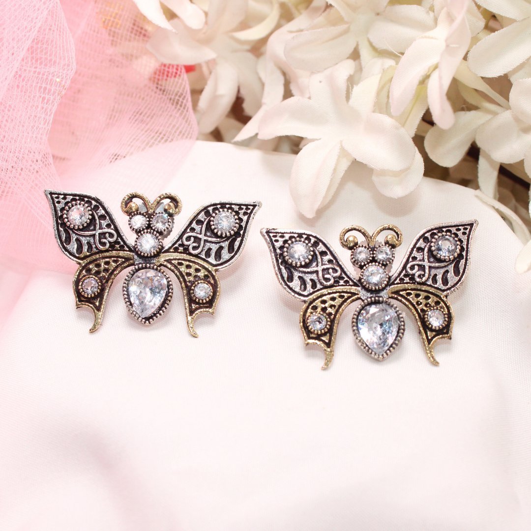 BUTTERFLY DUAL-TONE WITH STONE STUD-TRANSPARENT