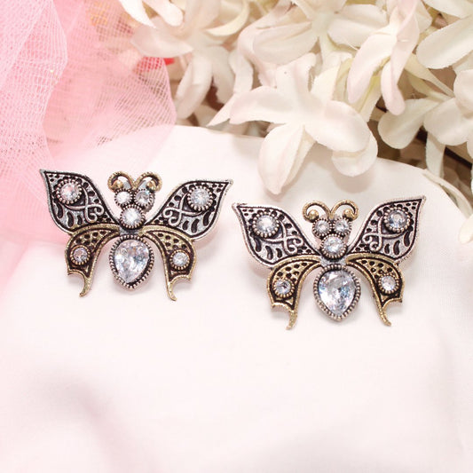 BUTTERFLY DUAL - TONE WITH STONE STUD - TRANSPARENT