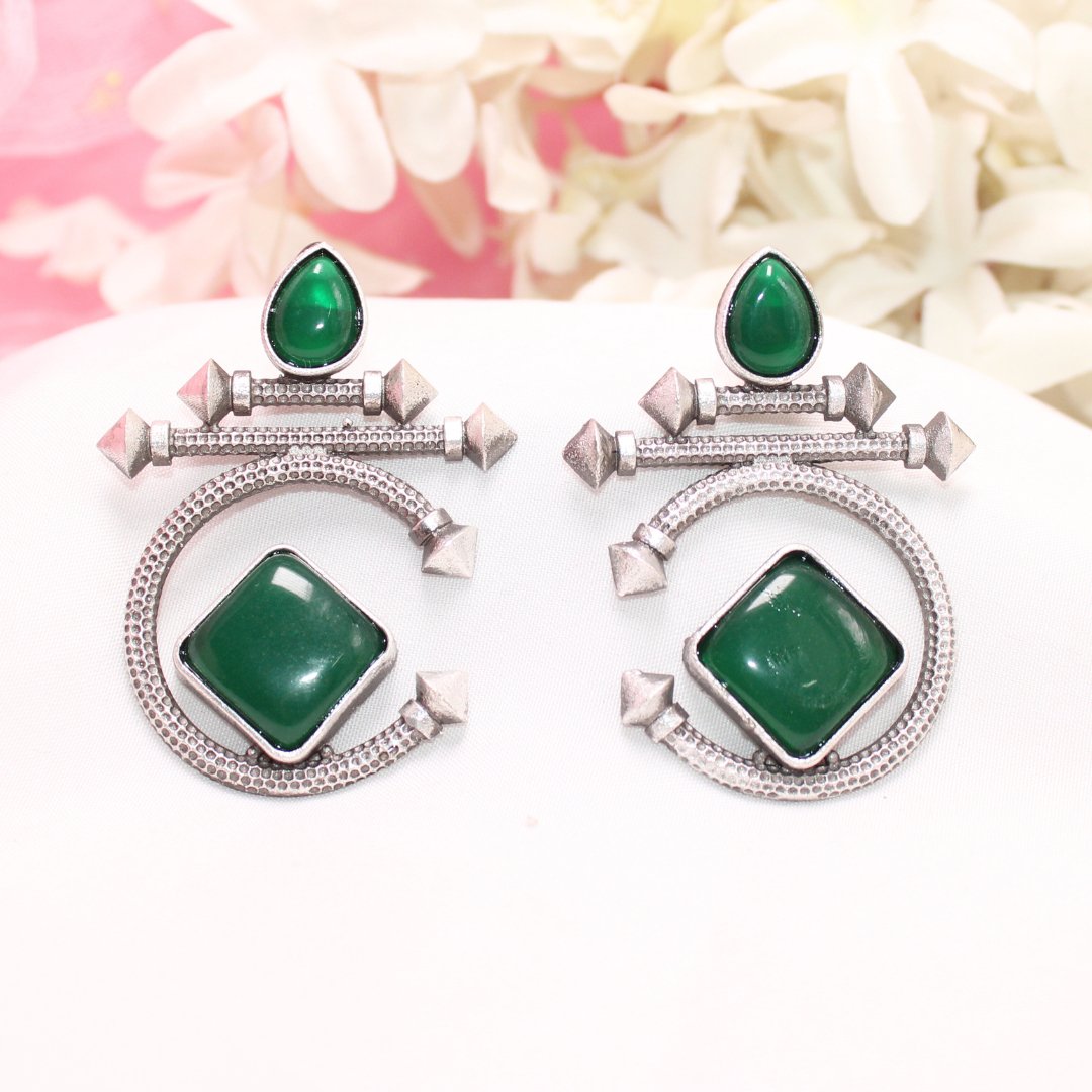C - SHAPE STUD TYPE DANGLER - DARK GREEN