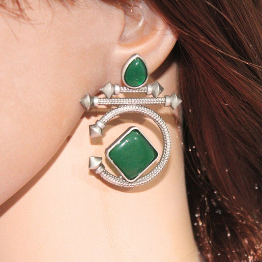 C - SHAPE STUD TYPE DANGLER - DARK GREEN