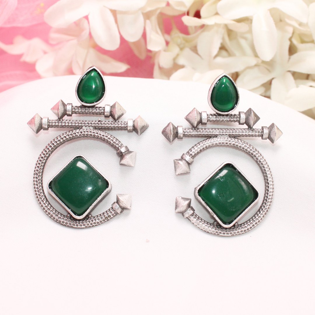 C - SHAPE STUD TYPE DANGLER - DARK GREEN