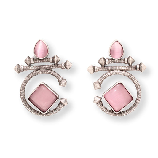 C - SHAPE STUD TYPE DANGLER - PINK