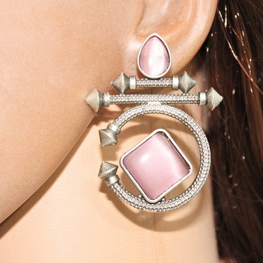 C - SHAPE STUD TYPE DANGLER - PINK