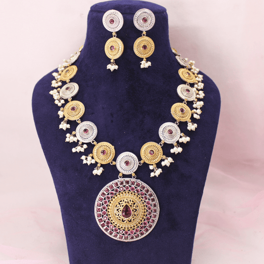 CHAKRA RAJWADI DUAL - TONE NECKLACE SET