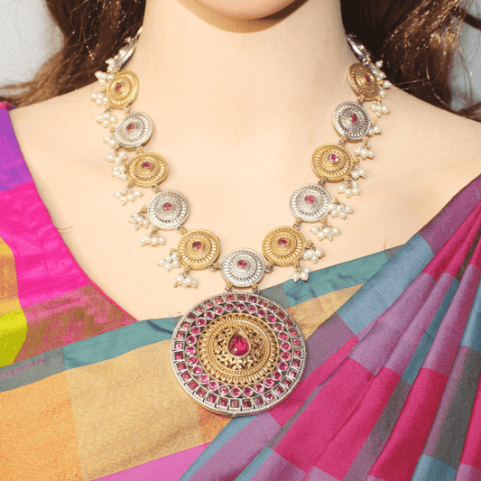 CHAKRA RAJWADI DUAL - TONE NECKLACE SET