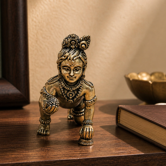 Crawling Bal Krishna Brass Idol