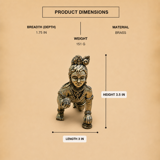 Crawling Bal Krishna Brass Idol — product dimensions