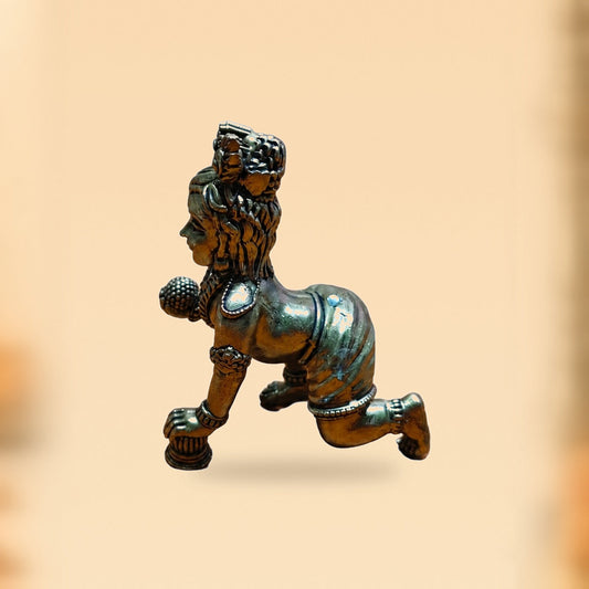 Crawling Bal Krishna Brass Idol — side view on clean hero-derived studio background