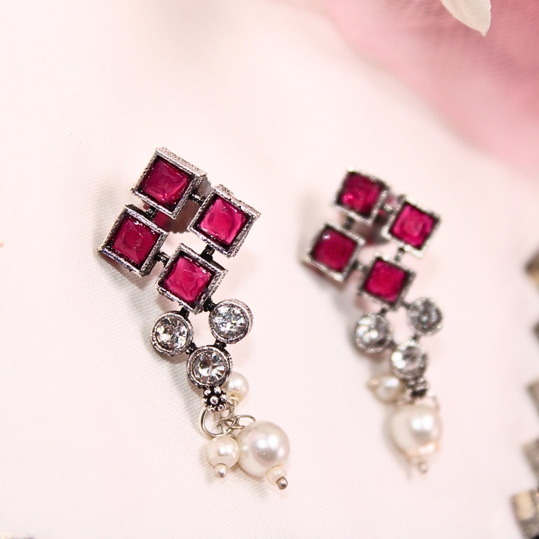 CRYSTAL NECKLACE SET-MAGENTA