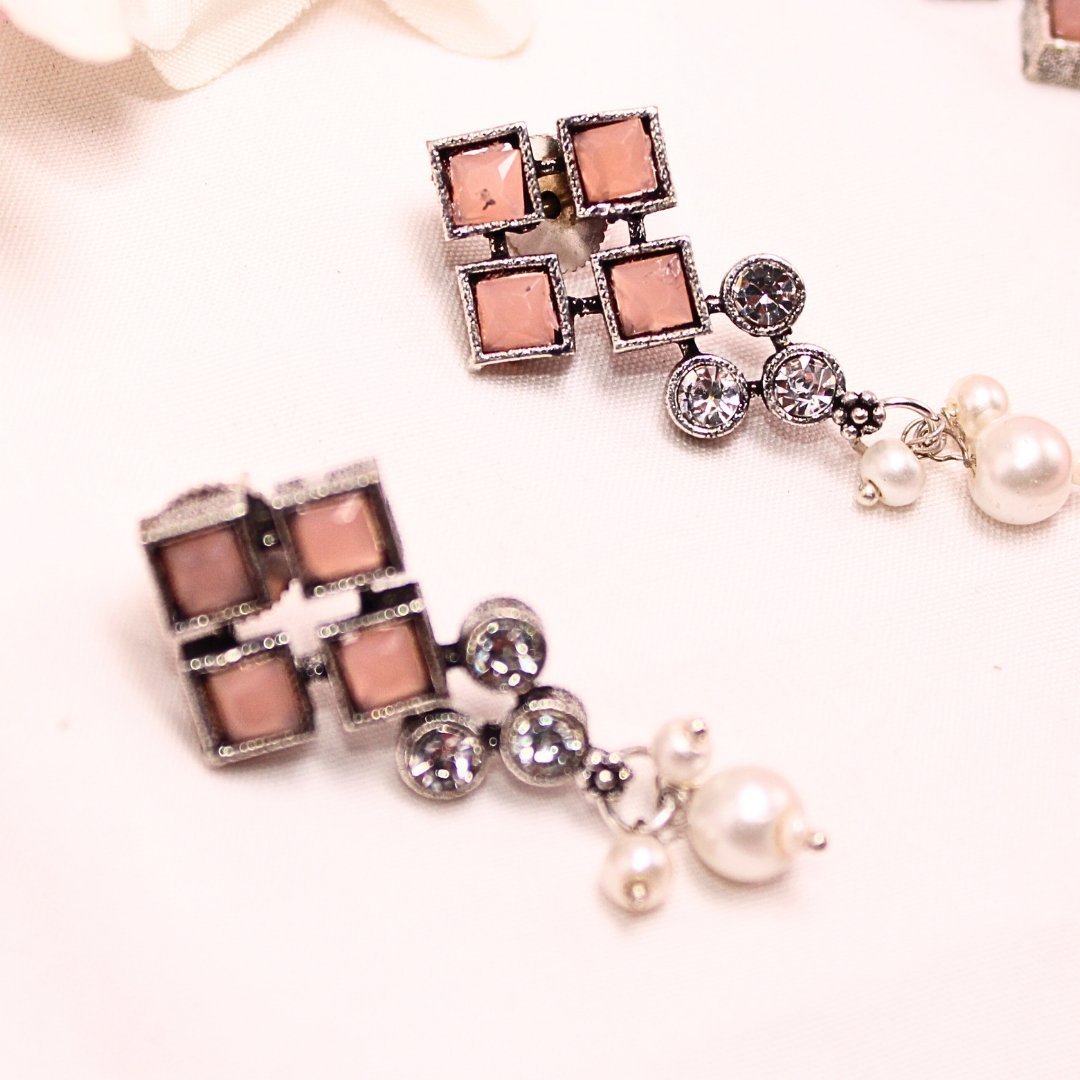 CRYSTAL NECKLACE SET-PEACH
