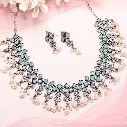 CRYSTAL NECKLACE SET-TURQUOISE