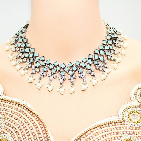 CRYSTAL NECKLACE SET-TURQUOISE