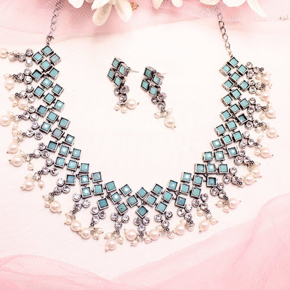 CRYSTAL NECKLACE SET - TURQUOISE