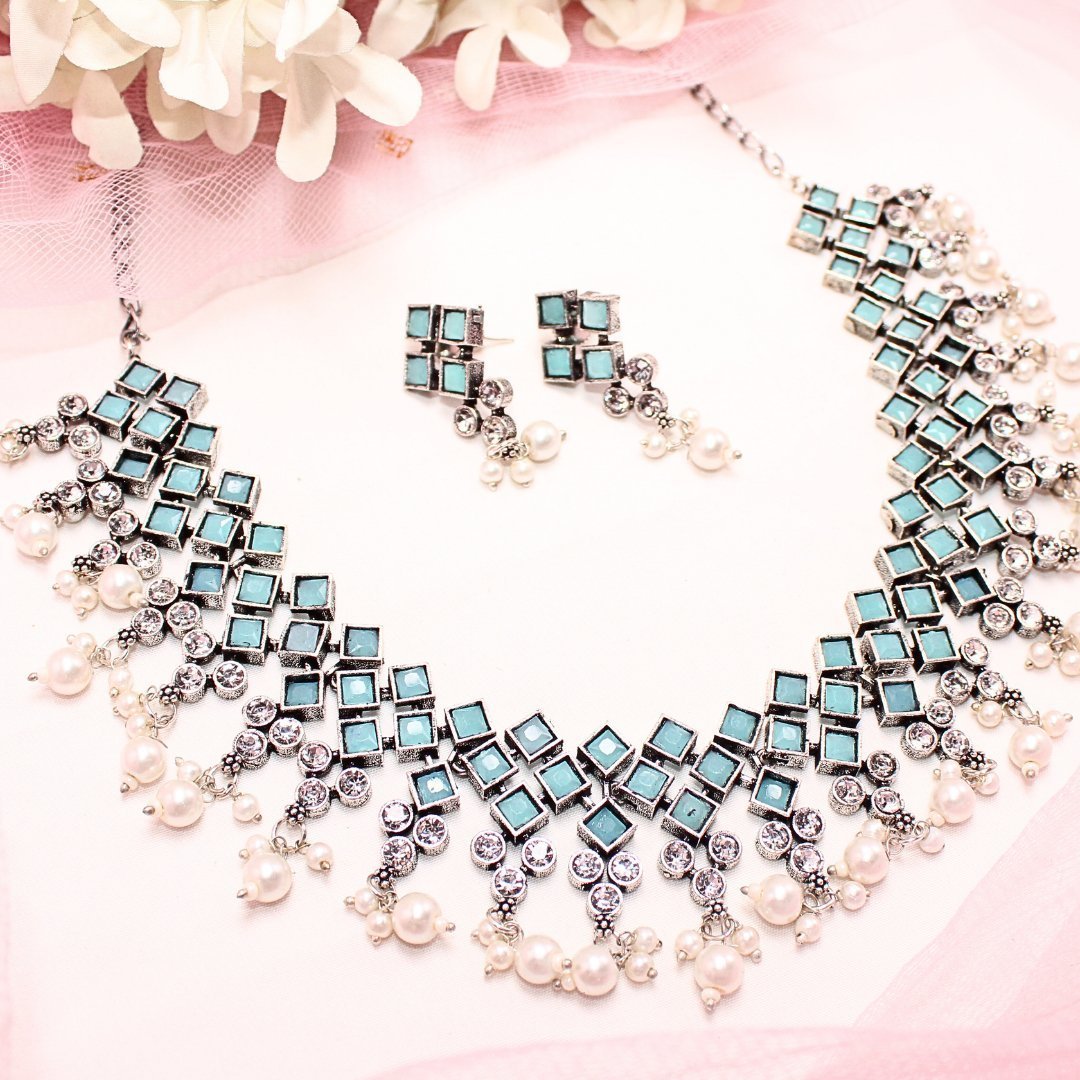 CRYSTAL NECKLACE SET-TURQUOISE