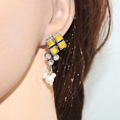CRYSTAL NECKLACE SET-YELLOW