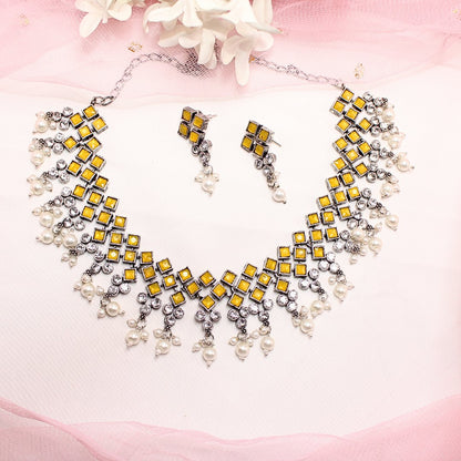 CRYSTAL NECKLACE SET - YELLOW