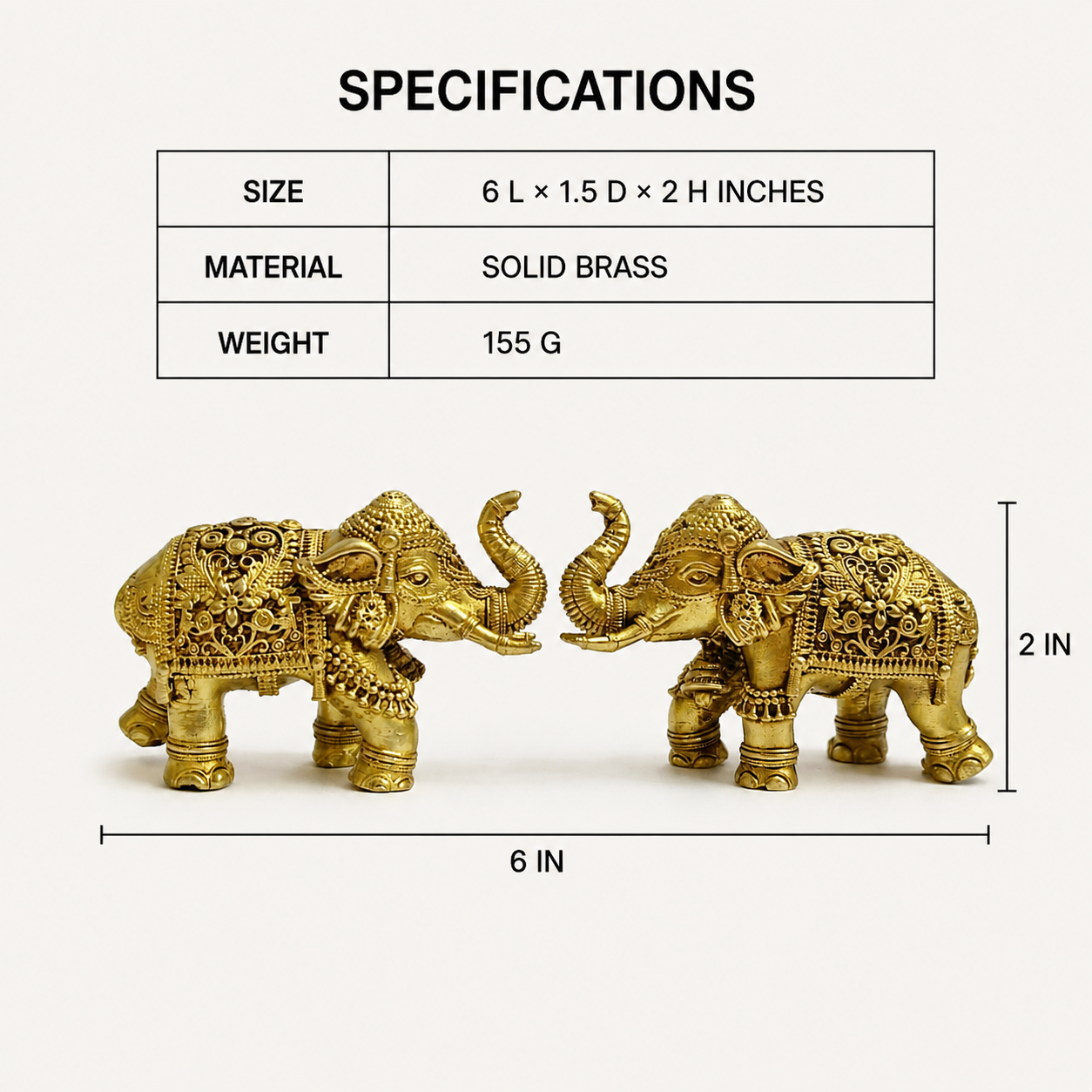 decorative elephant pair raised trunks specifications and dimensions