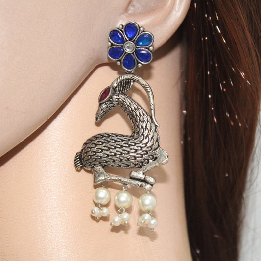 DEER PATTERN DANGLER - BLUE