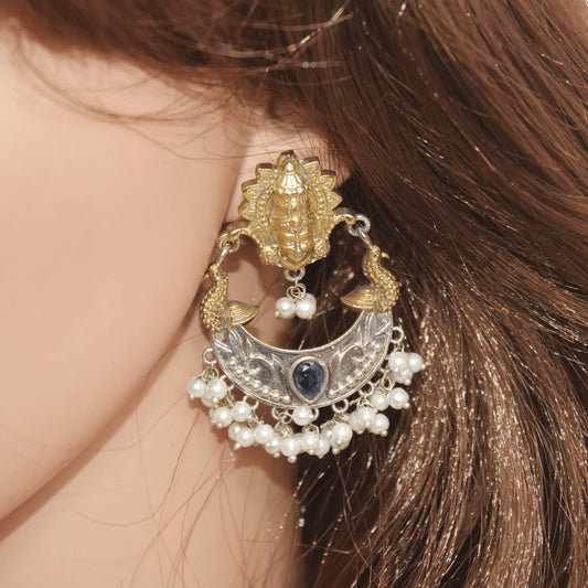 DEVI DUAL-TONE PENDANT SET -BLUE