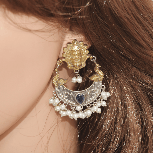 DEVI DUAL - TONE PENDANT SET - BLUE