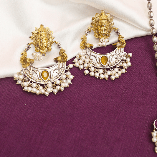 DEVI DUAL - TONE PENDANT SET - NAVRATNA