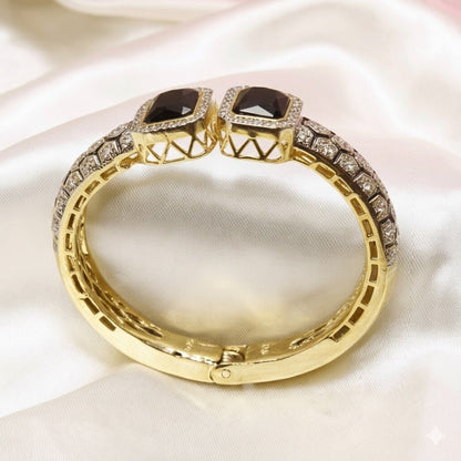 DIAMOND LOOK ALIKE BRACELET GOLDEN POLISH-BLACK