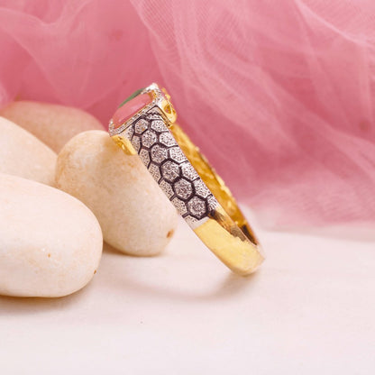 DIAMOND LOOK ALIKE BRACELET GOLDEN POLISH-PINK & MINT