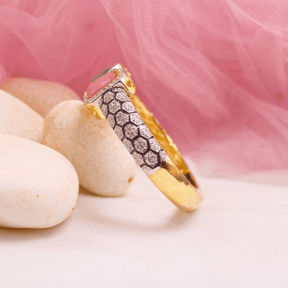 DIAMOND LOOK ALIKE BRACELET GOLDEN POLISH - PINK & MINT