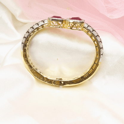 DIAMOND LOOK ALIKE BRACELET GOLDEN POLISH - RED
