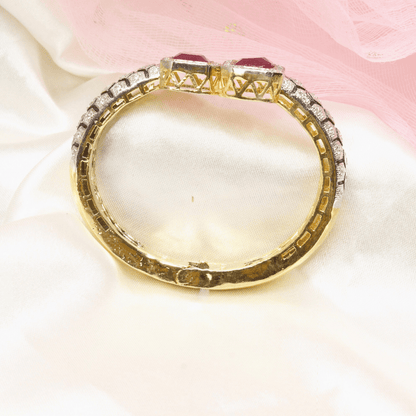 DIAMOND LOOK ALIKE BRACELET GOLDEN POLISH - RED