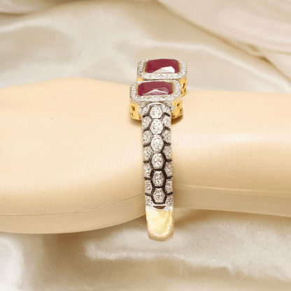 DIAMOND LOOK ALIKE BRACELET GOLDEN POLISH - RED
