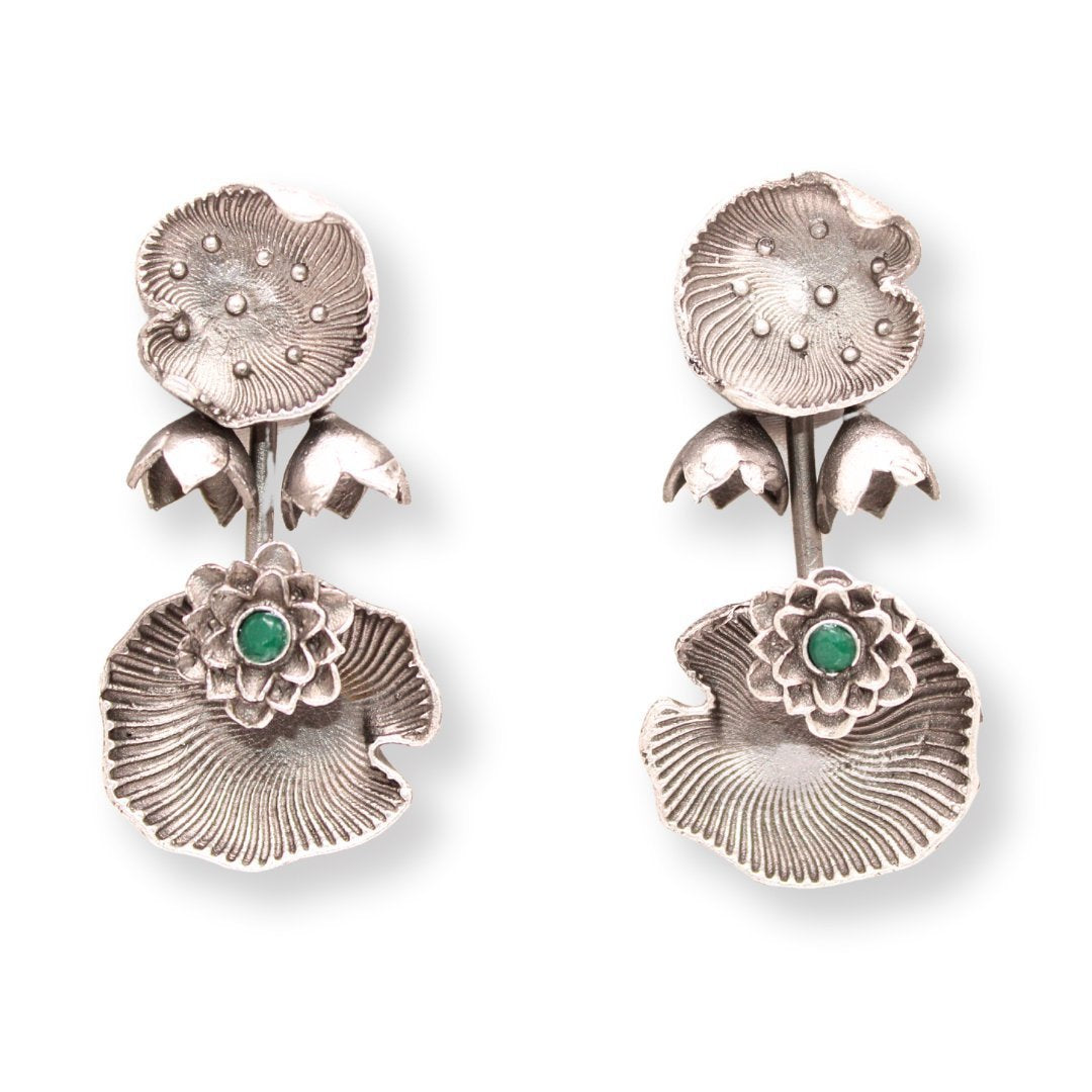 DOUBLE SEA SHELL PATTERN EARRING-GREEN