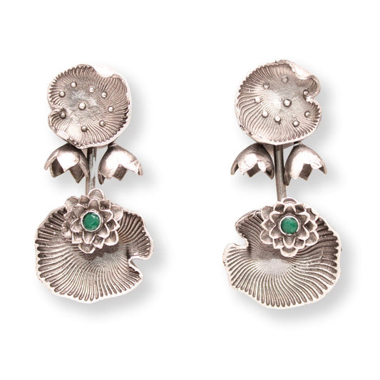 DOUBLE SEA SHELL PATTERN EARRING - GREEN