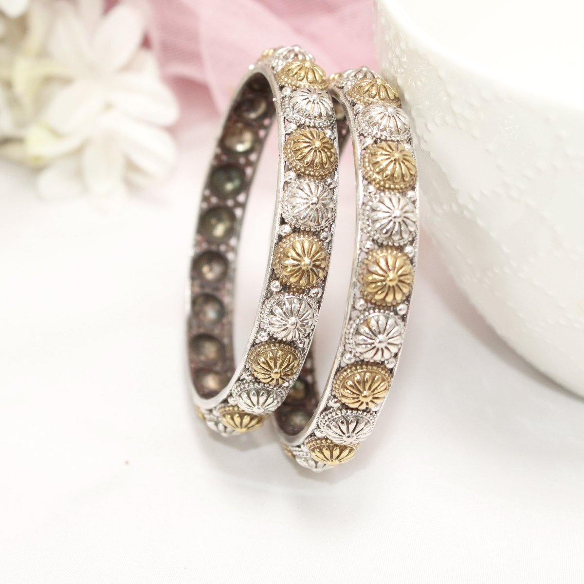 DUAL - TONE CHAKRA RAJPUTANA BANGLE PAIR - SET OF 2 BANGLES