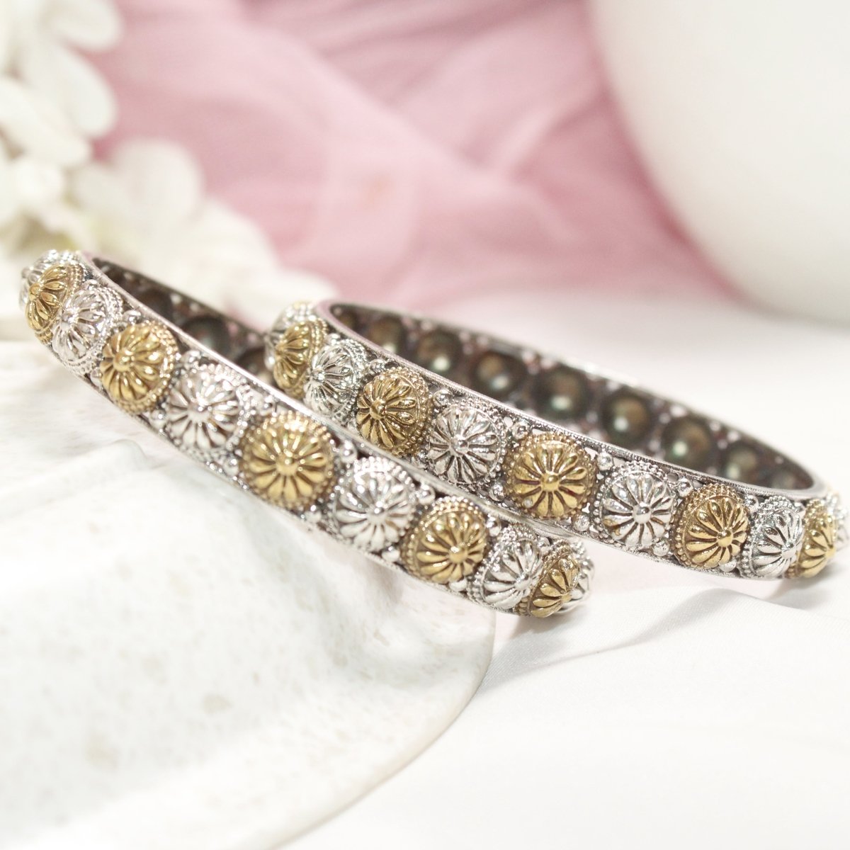 DUAL - TONE CHAKRA RAJPUTANA BANGLE PAIR - SET OF 2 BANGLES