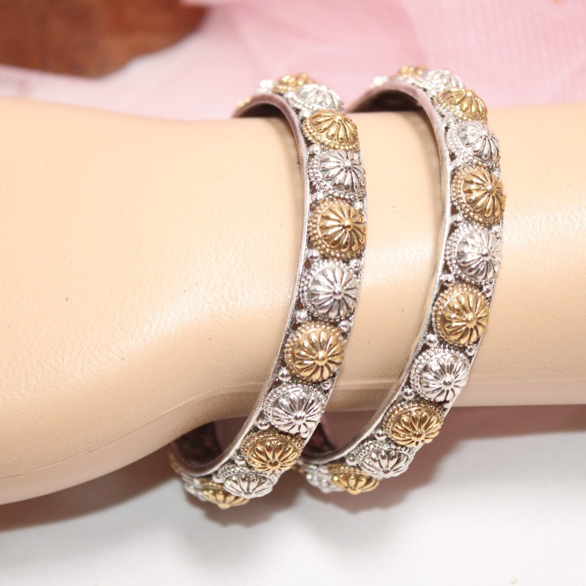 DUAL - TONE CHAKRA RAJPUTANA BANGLE PAIR - SET OF 2 BANGLES