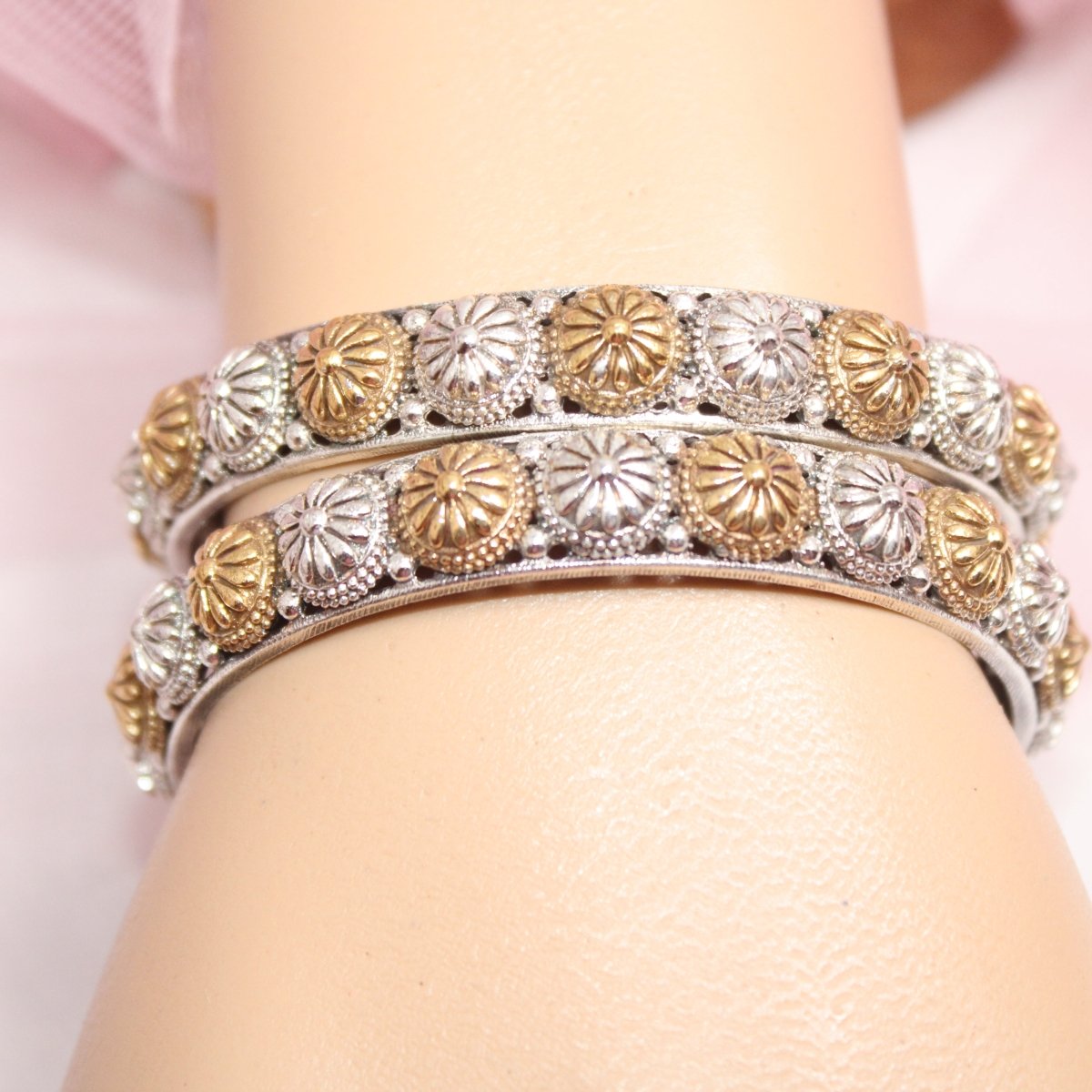 DUAL - TONE CHAKRA RAJPUTANA BANGLE PAIR - SET OF 2 BANGLES