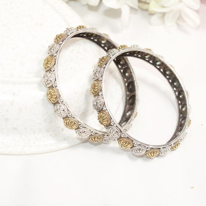 DUAL - TONE CHAKRA RAJPUTANA BANGLE PAIR - SET OF 2 BANGLES