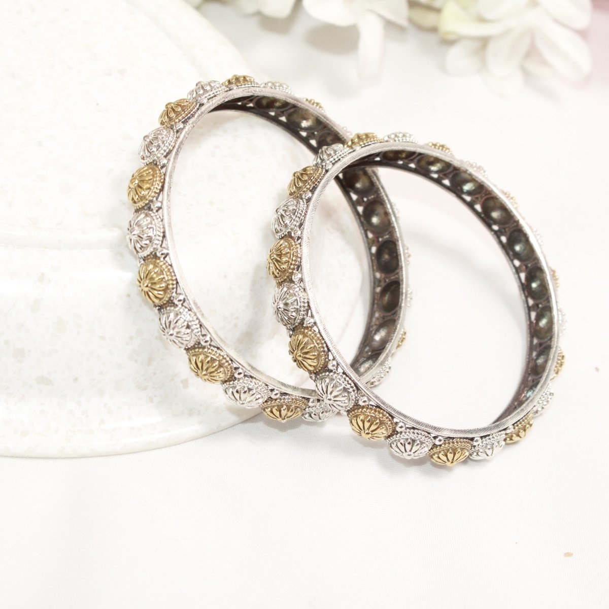 DUAL-TONE CHAKRA RAJPUTANA BANGLE PAIR-SET OF 2 BANGLES