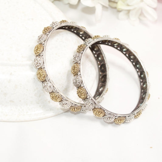DUAL-TONE CHAKRA RAJPUTANA BANGLE PAIR-SET OF 2 BANGLES