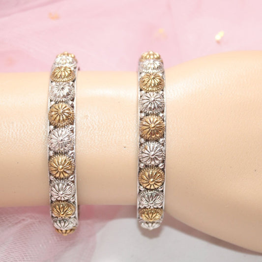 DUAL-TONE CHAKRA RAJPUTANA BANGLE PAIR-SET OF 2 BANGLES