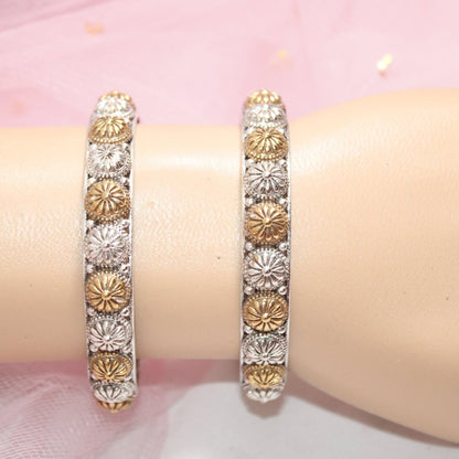 DUAL - TONE CHAKRA RAJPUTANA BANGLE PAIR - SET OF 2 BANGLES