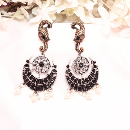 DUAL - TONE MAYURA CHAND NECKLACE - BLACK