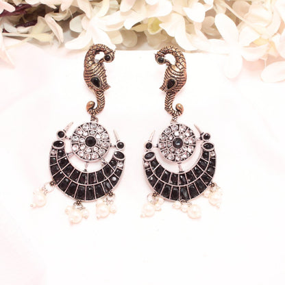 DUAL-TONE MAYURA CHAND NECKLACE-BLACK