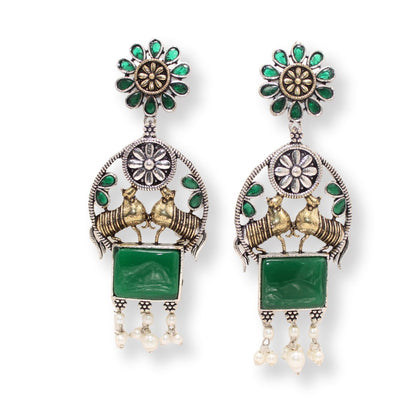 DUAL-TONE NANDI EARRINGS-GREEN