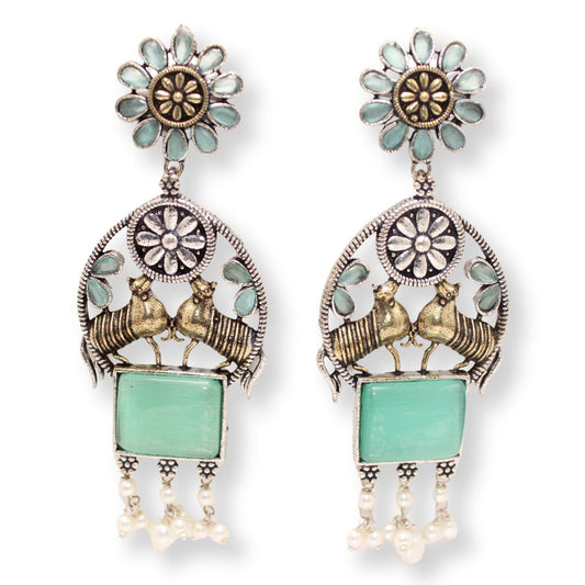 DUAL - TONE NANDI EARRINGS - MINT