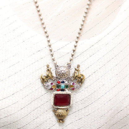 DUAL-TONE NANDI PENDANT SET-RED