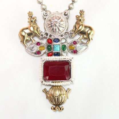 DUAL - TONE NANDI PENDANT SET - RED
