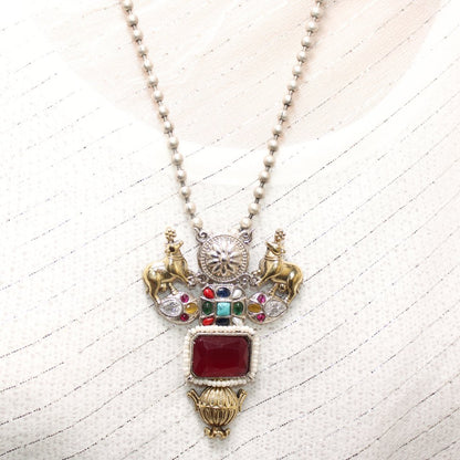 DUAL - TONE NANDI PENDANT SET - RED